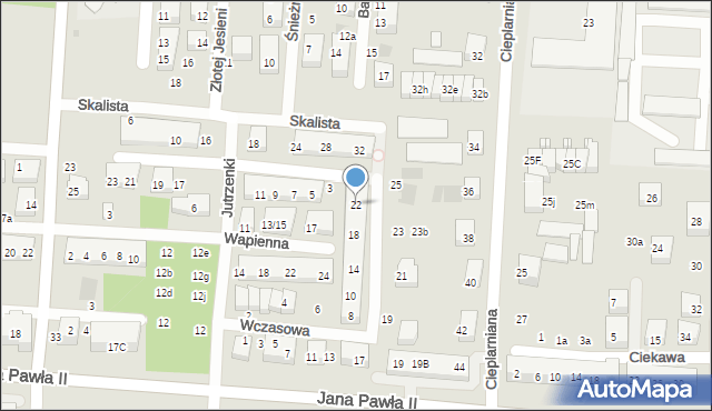 Warszawa, Wczasowa, 22, mapa Warszawy