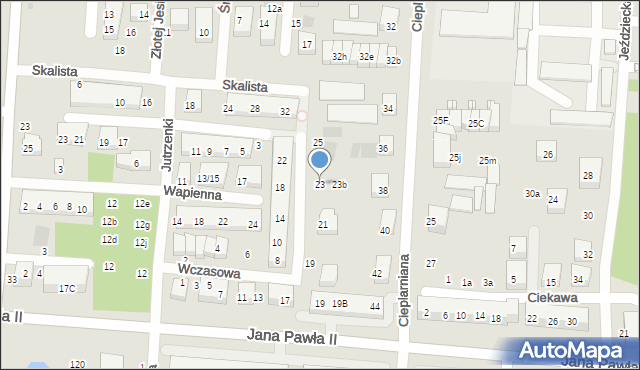 Warszawa, Wczasowa, 23, mapa Warszawy