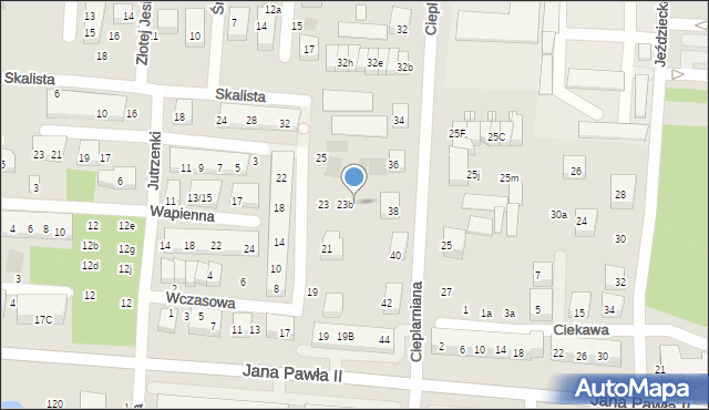 Warszawa, Wczasowa, 23c, mapa Warszawy