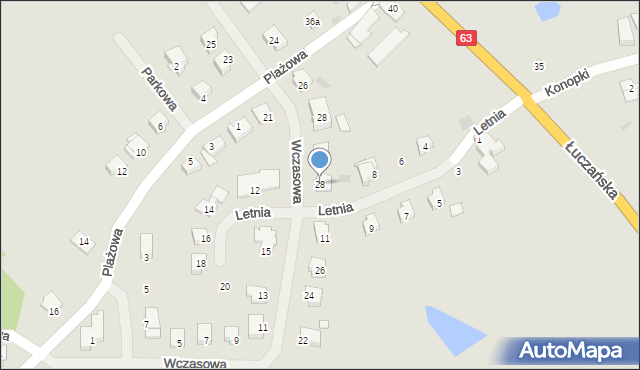 Węgorzewo, Wczasowa, 28, mapa Węgorzewo