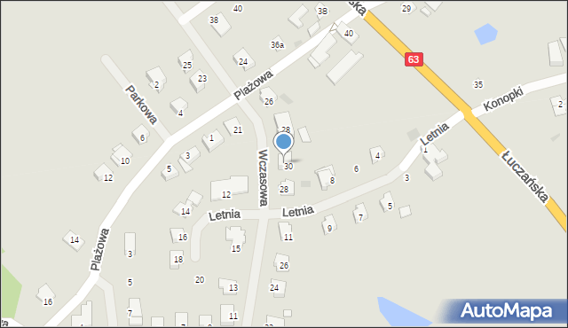 Węgorzewo, Wczasowa, 30, mapa Węgorzewo