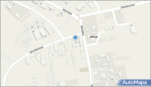 Wicie, Wczasowa, 1, mapa Wicie