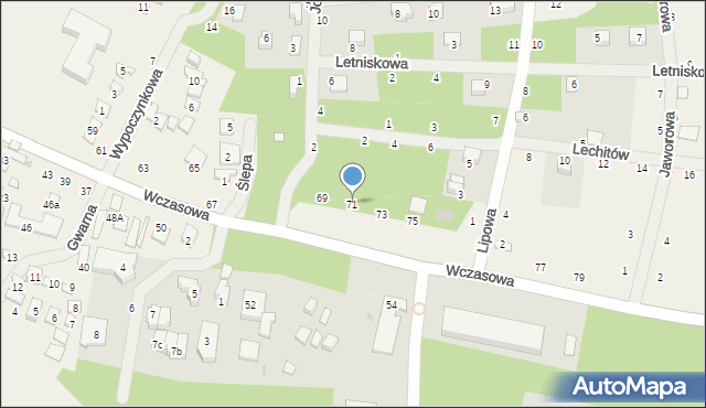 Wieleń, Wczasowa, 71, mapa Wieleń