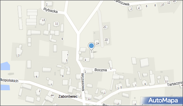 Zaborówiec, Wczasowa, 4a, mapa Zaborówiec