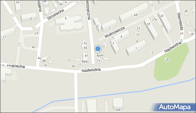 Łódź, Wdzięczna, 72, mapa Łodzi