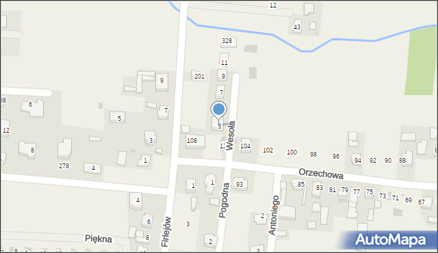 Baranówka, Wesoła, 3, mapa Baranówka