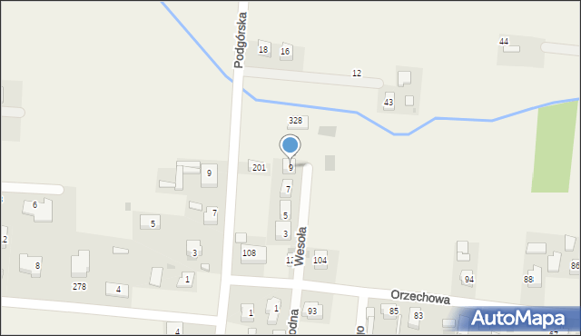 Baranówka, Wesoła, 9, mapa Baranówka