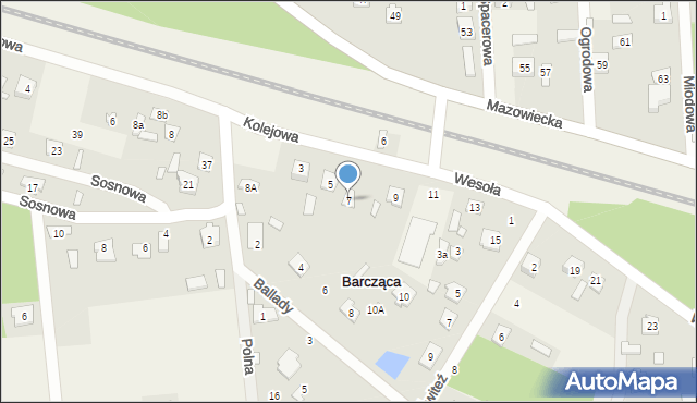 Barcząca, Wesoła, 7, mapa Barcząca