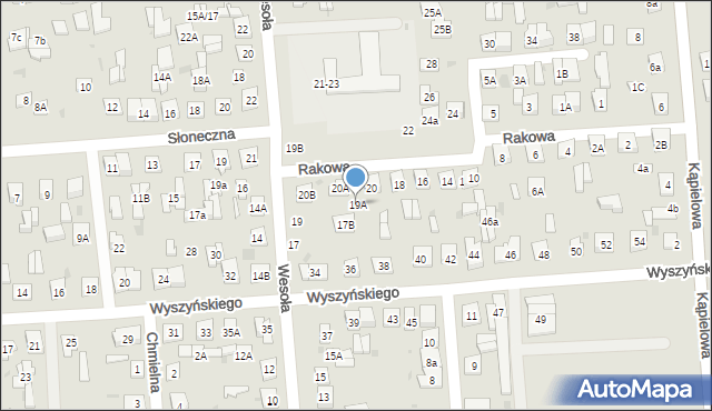 Biała Podlaska, Wesoła, 19A, mapa Białej Podlaskiej