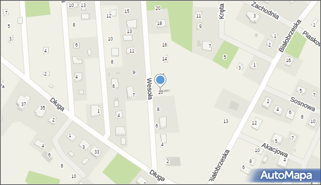 Białobrzegi, Wesoła, 10, mapa Białobrzegi