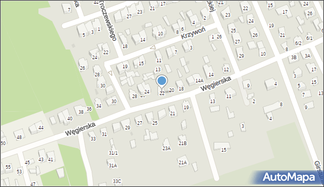 Białystok, Węgierska, 22, mapa Białegostoku