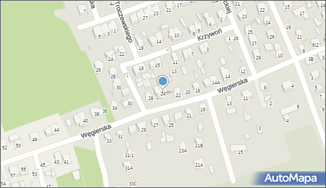 Białystok, Węgierska, 24, mapa Białegostoku