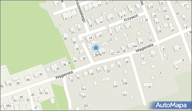 Białystok, Węgierska, 28, mapa Białegostoku