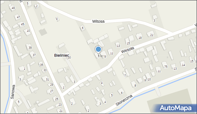 Bieliniec, Wesoła, 7, mapa Bieliniec