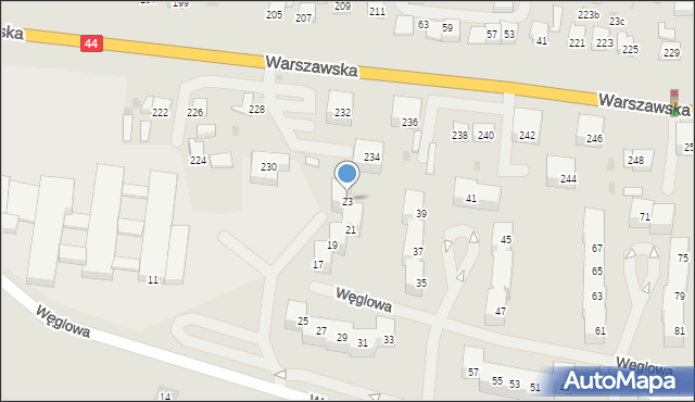 Bieruń, Węglowa, 23, mapa Bieruń