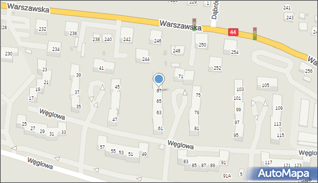 Bieruń, Węglowa, 67, mapa Bieruń
