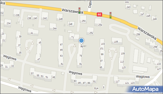 Bieruń, Węglowa, 75, mapa Bieruń