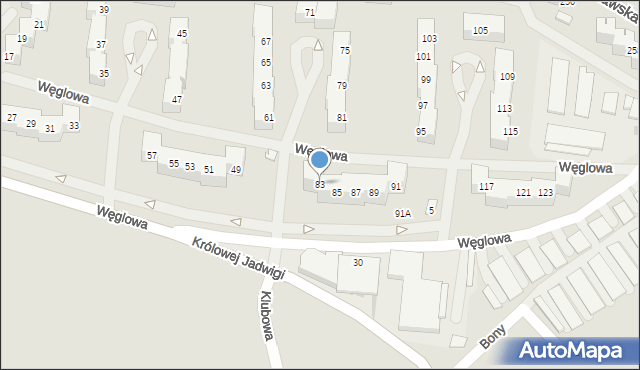 Bieruń, Węglowa, 83, mapa Bieruń