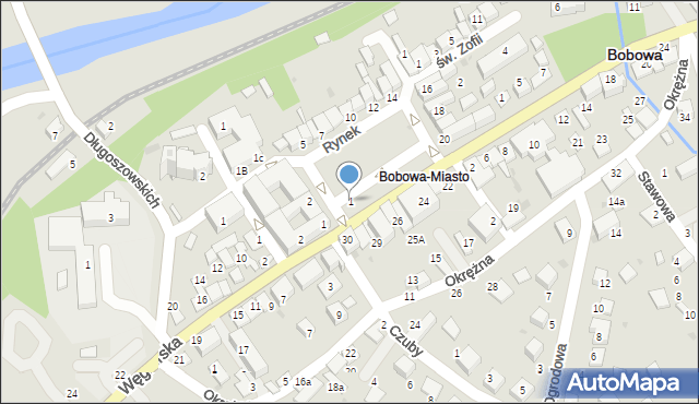 Bobowa, Węgierska, 1, mapa Bobowa
