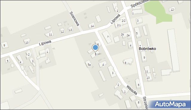 Bobrówko, Wesoła, 5, mapa Bobrówko