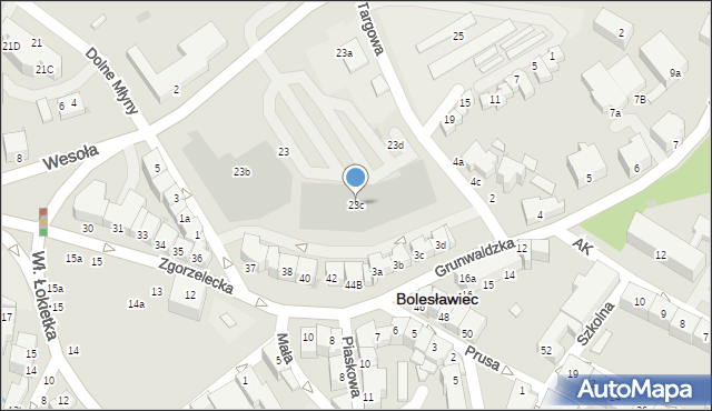 Bolesławiec, Wesoła, 23c, mapa Bolesławca