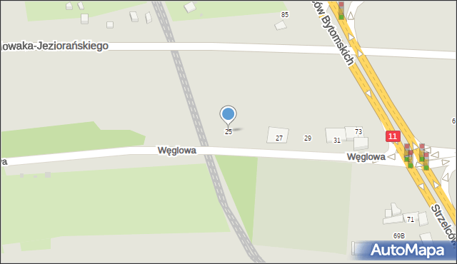 Bytom, Węglowa, 25, mapa Bytomia