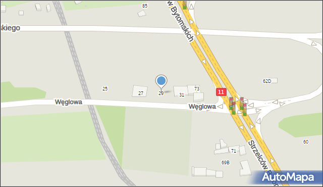 Bytom, Węglowa, 29, mapa Bytomia