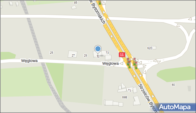 Bytom, Węglowa, 31, mapa Bytomia