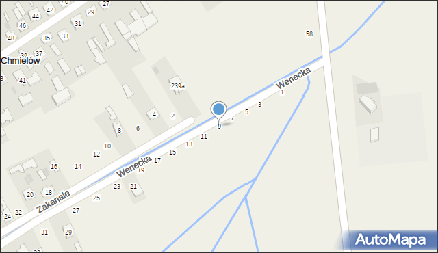 Chmielów, Wenecka, 9, mapa Chmielów
