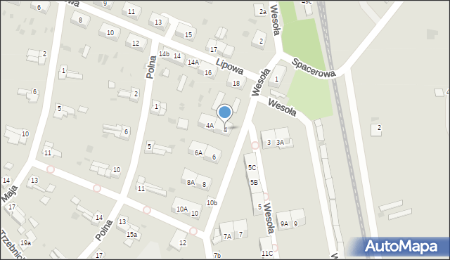 Chocianów, Wesoła, 4, mapa Chocianów