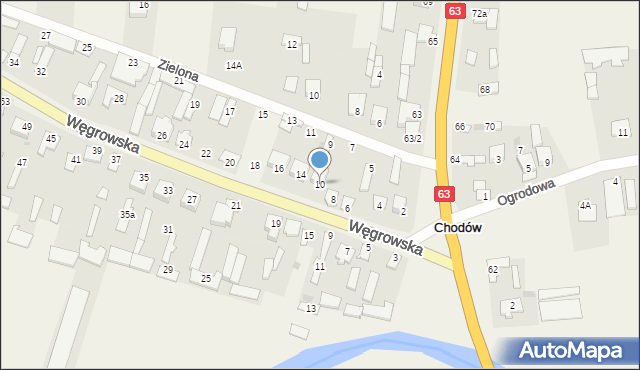 Chodów, Węgrowska, 10, mapa Chodów