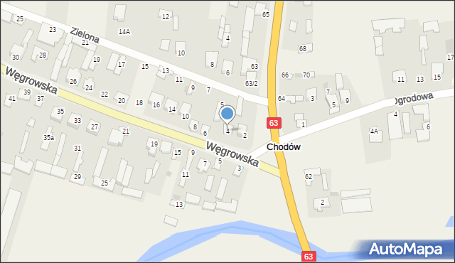 Chodów, Węgrowska, 4, mapa Chodów