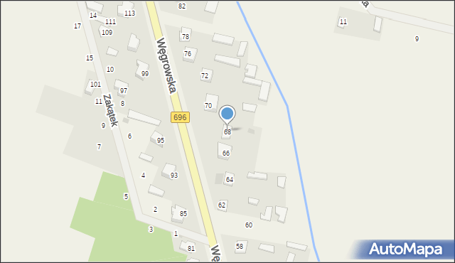 Chodów, Węgrowska, 68, mapa Chodów