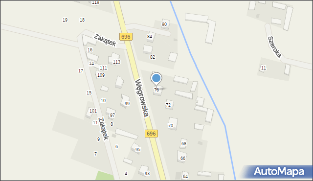 Chodów, Węgrowska, 76, mapa Chodów