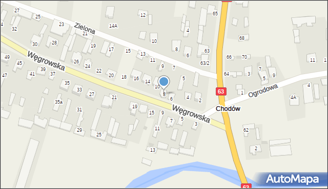 Chodów, Węgrowska, 8, mapa Chodów