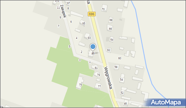 Chodów, Węgrowska, 85, mapa Chodów