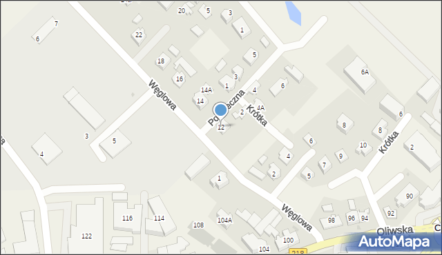 Chwaszczyno, Węglowa, 12, mapa Chwaszczyno