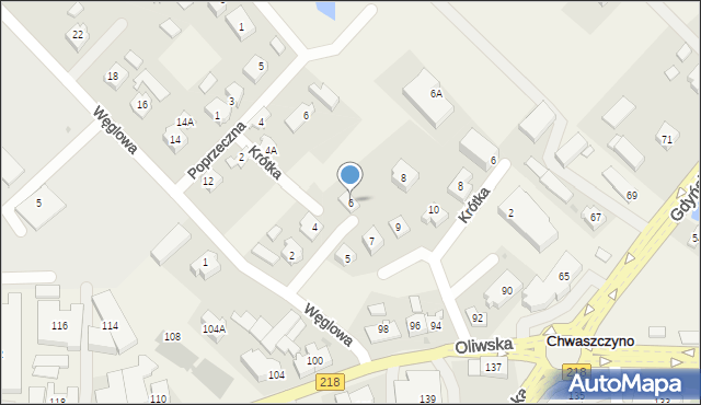 Chwaszczyno, Węglowa, 6, mapa Chwaszczyno
