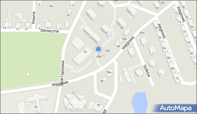 Czechowice-Dziedzice, Węglowa, 63A, mapa Czechowic-Dziedzic
