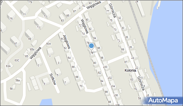 Czechowice-Dziedzice, Węglowa, 78, mapa Czechowic-Dziedzic