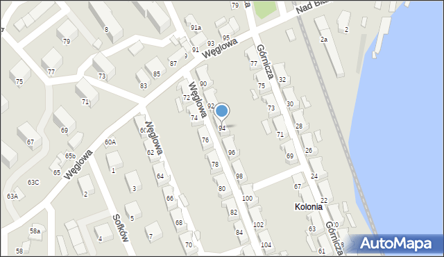 Czechowice-Dziedzice, Węglowa, 94, mapa Czechowic-Dziedzic