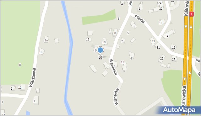 Czechowice-Dziedzice, Wenecka, 16, mapa Czechowic-Dziedzic