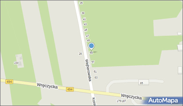 Częstochowa, Wejherowska, 53, mapa Częstochowy