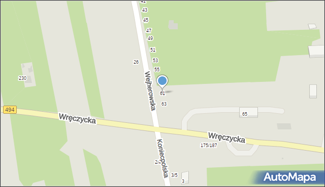 Częstochowa, Wejherowska, 61, mapa Częstochowy