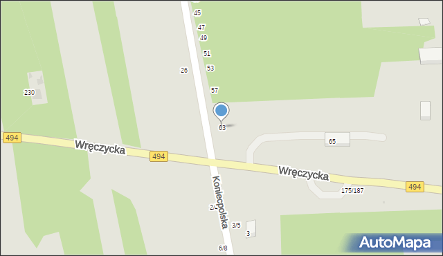 Częstochowa, Wejherowska, 63, mapa Częstochowy