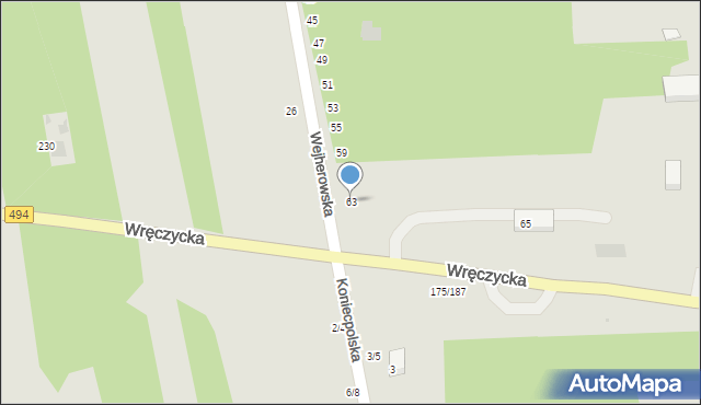 Częstochowa, Wejherowska, 63, mapa Częstochowy