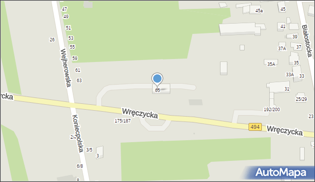 Częstochowa, Wejherowska, 65, mapa Częstochowy