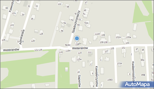 Częstochowa, Weteranów, 116, mapa Częstochowy