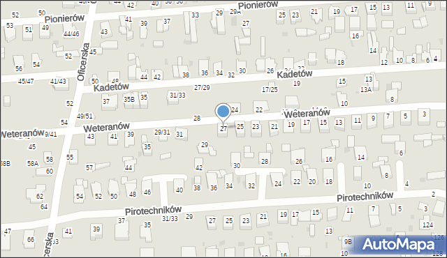 Częstochowa, Weteranów, 27, mapa Częstochowy