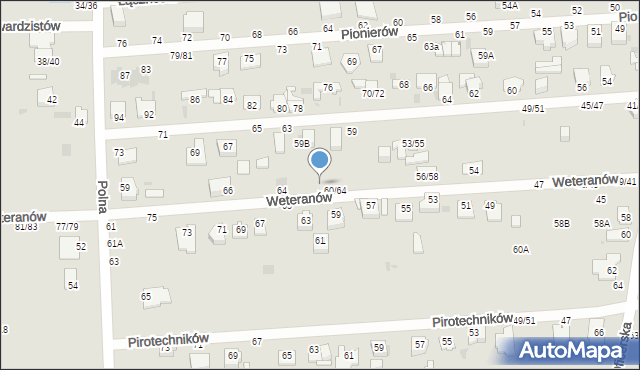 Częstochowa, Weteranów, 62, mapa Częstochowy